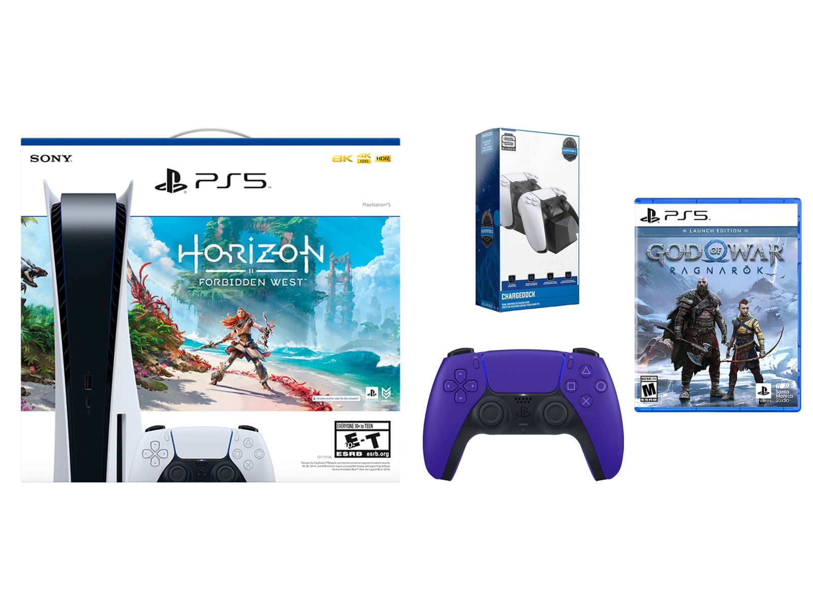 PlayStation VR2 and PlayStation_PS5 Video Game Console (Disc Edition) – God  of War Ragnarök Bundle–with Extra Galactic Purple Dualsense Controller 