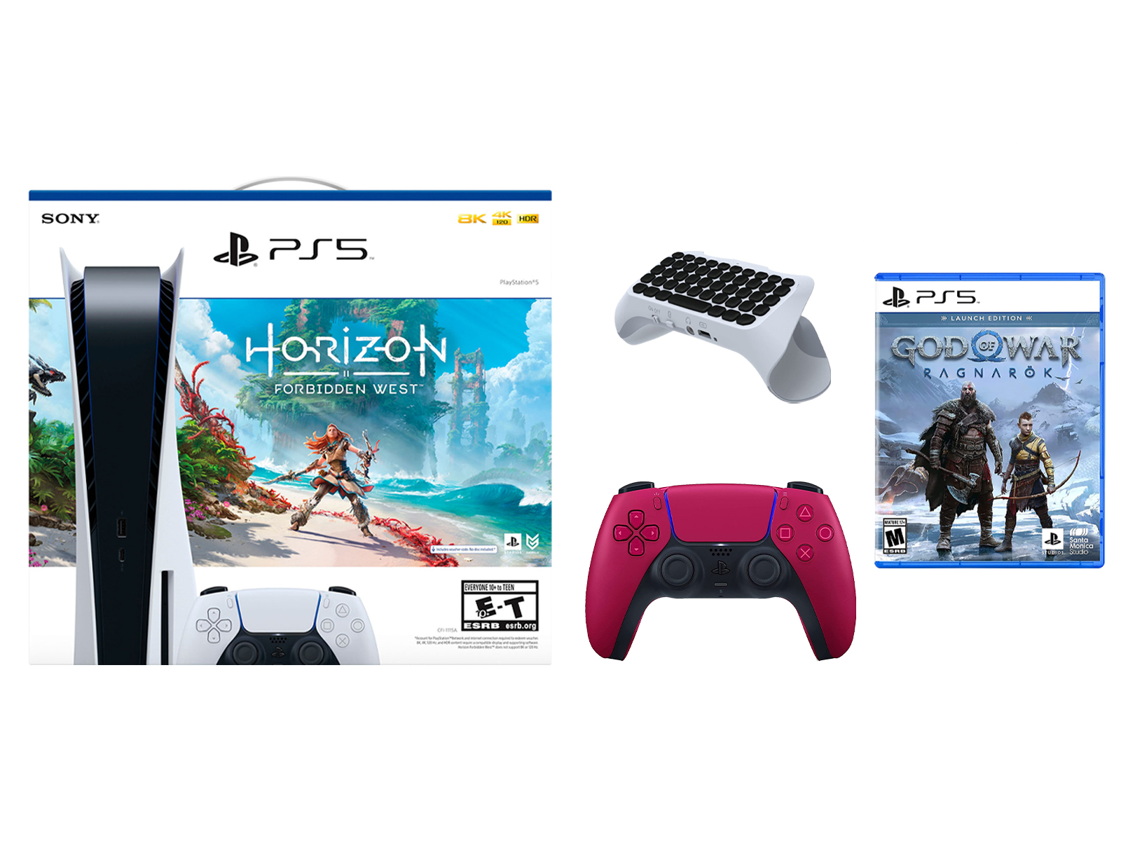 PS5 Console Sony Playstation 5 (Disc Edition), God Of War Ragnarok Bundle  Edition with extra 2 controllers 