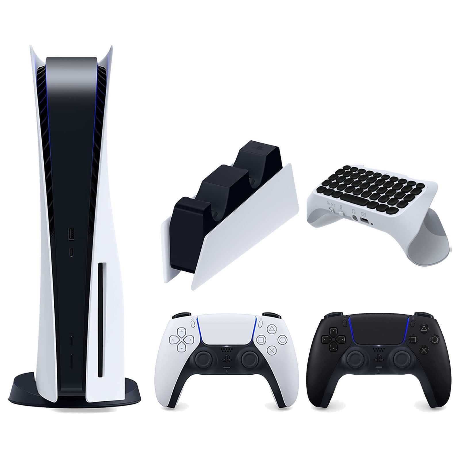 PlayStation 5 Disc Version Console with DualSense Charging Station, 2 Controllers, White