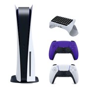 Sony Playstation 5 Disc Version Console with Extra Purple Controller and Surge Keypad Bundle