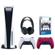 Sony Playstation 5 Disc Version Console with Extra Red Controller, Black PULSE 3D Headset and Surge FPS Grip Kit With Precision Aiming Rings Bundle