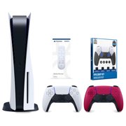 Sony Playstation 5 Disc Version Console with Extra Red Controller, Media Remote and Surge FPS Grip Kit With Precision Aiming Rings Bundle