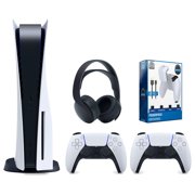 Sony Playstation 5 Disc Version Console with Extra White Controller, Black PULSE 3D Headset and Surge PowerPack Battery Pack & Charge Cable Bundle