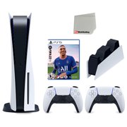 Sony Playstation 5 Disc Version Console with Extra White Controller, DualSense Charging Station and FIFA 22 Bundle with Cleaning Cloth
