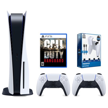 Sony Playstation 5 Disc Version Console with Extra White Controller, Surge PowerPack Battery Pack & Charge Cable and Call of Duty: Vanguard Bundle