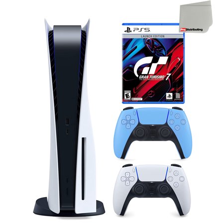 Sony Playstation 5 Disc Version (PS5 Disc) with Extra Blue Controller and Gran Turismo 7 Launch Edition Bundle
