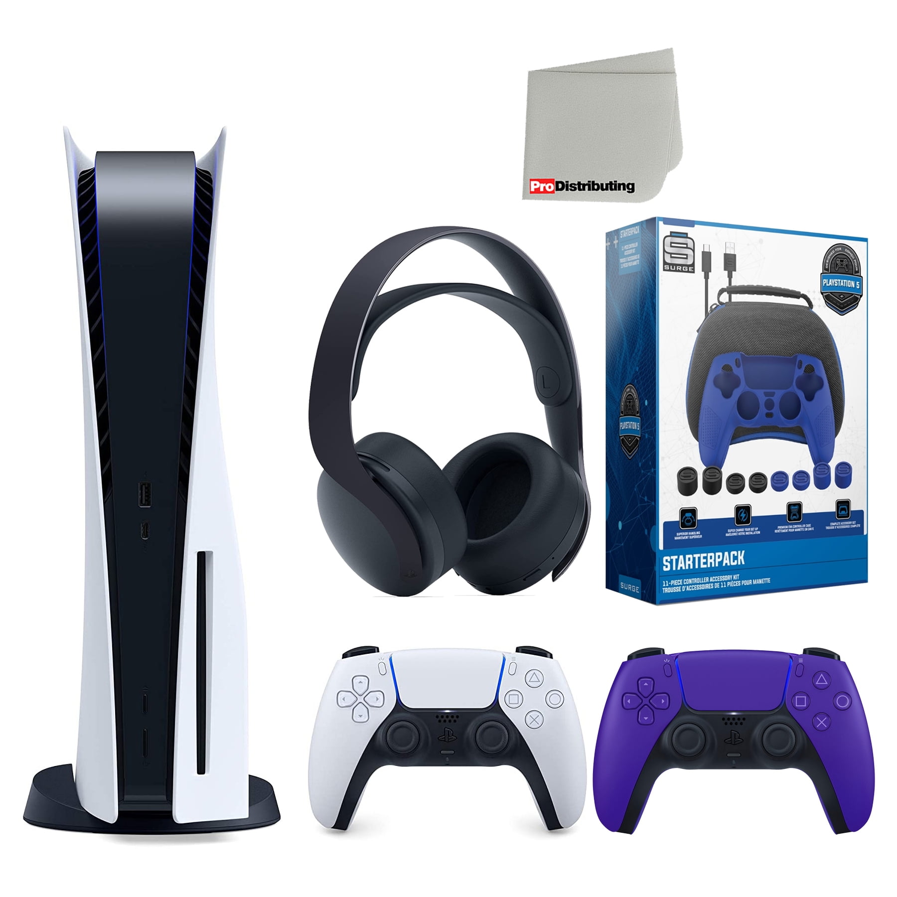 Sony Playstation 5 Disc Version (Sony PS5 Disc) with Extra Galactic Purple  Controller, Black PULSE 3D Headset, Gamer Starter Pack and Cleaning Cloth  