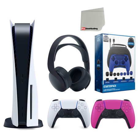 Sony PlayStation 5 Disc with w/ Gamer Starter Pack Bundle, Nova Pink & White