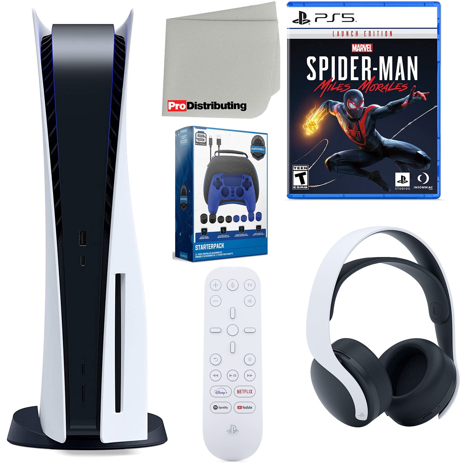 Sony Playstation 5 Disc Version (Sony PS5 Disc) with Headset, Media Remote,  Marvel’s Spider-Man: Miles Morales Launch Edition, Accessory Starter Kit 