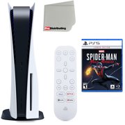 Sony Playstation 5 Disc Version (Sony PS5 Disc) with Media Remote, Marvel’s Spider-Man: Miles Morales Launch Edition and Microfiber Cleaning Cloth Bundle