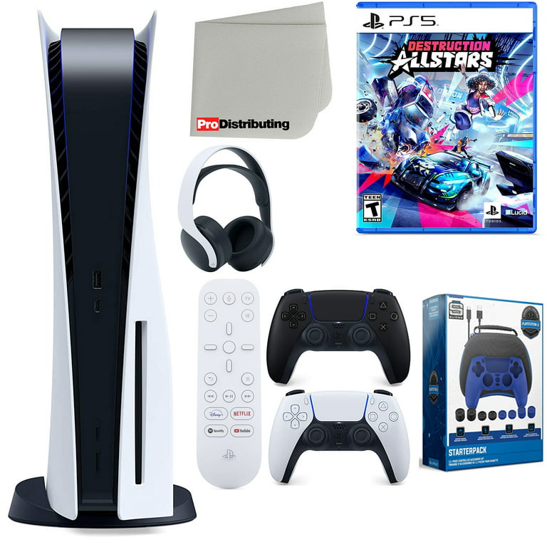 Controller, Playstation 5 Remote, Disc Cloth Disc) with Starter and Midnight Headset, (Sony Media Accessory PS5 Version Microfiber Kit Sony Cleaning Bundle Black Extra Allstars, Destruction