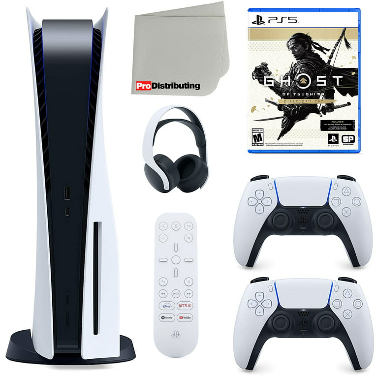 Sony Playstation 5 Disc Version (Sony PS5 Disc) with White Extra  Controller, Headset, Media Remote, Ghost of Tsushima - Director's Cut and  Microfiber 