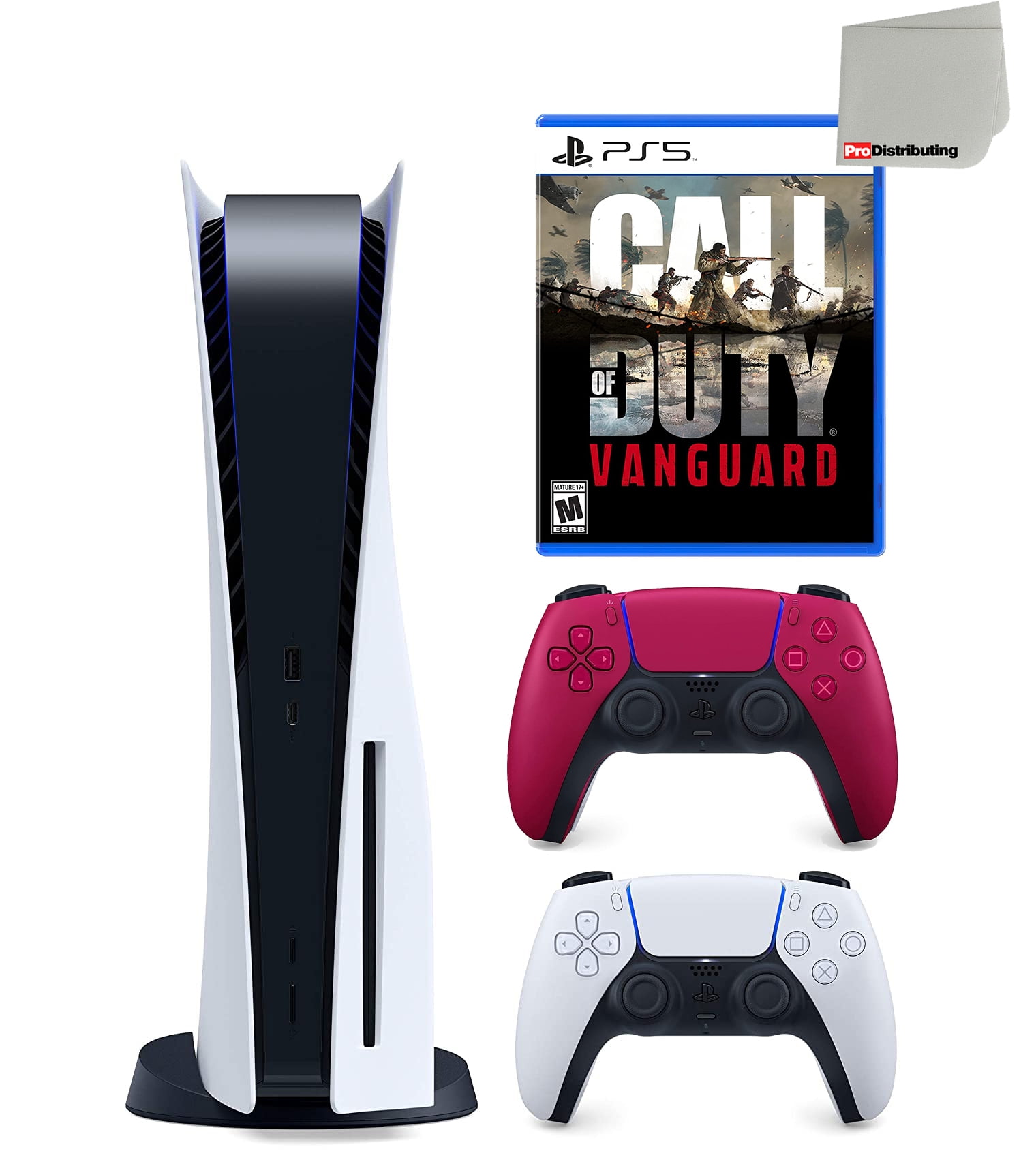 Sony Playstation 5 Disc Version (Sony PS5 Disc) with Cosmic Red Extra  Controller, Call of Duty: Vanguard and Microfiber Cleaning Cloth Bundle