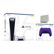 Sony Playstation 5 Disc Version (Sony PS5 Disc) with Extra Controller - Galactic Purple Bundle with Microfiber Cleaning Cloth