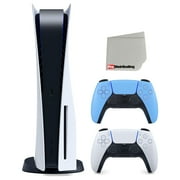 Sony Playstation 5 Digital Version Sony PS5 Digital with Extra Starlight Blue Controller and Black PULSE 3D Headset Bundle