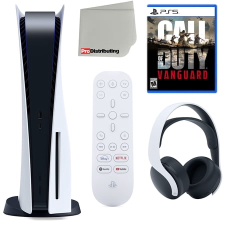 Sony Playstation 5 Disc Version (Sony PS5 Disc) with Headset, Media Remote, Call of Duty: Vanguard and Microfiber Cleaning Cloth Bundle