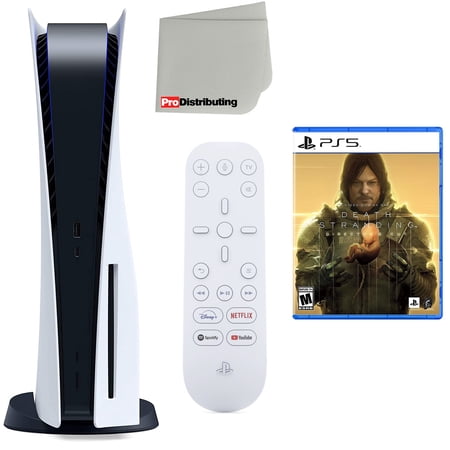 Sony Playstation 5 Disc Version (Sony PS5 Disc) with Media Remote, Death Stranding Director's Cut and Microfiber Cleaning Cloth Bundle