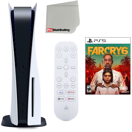 Sony Playstation 5 Disc Version (Sony PS5 Disc) with Media Remote, Far Cry 6 and Microfiber Cleaning Cloth Bundle
