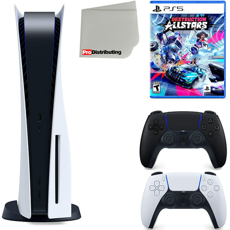 Destruction Disc) Cloth Bundle Playstation Extra and Cleaning Version Allstars Sony 5 with Midnight Black PS5 Disc Microfiber Controller, (Sony