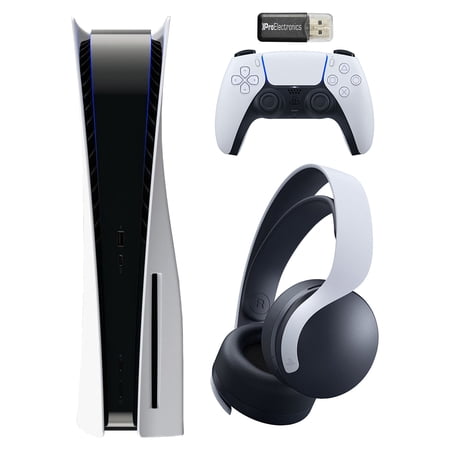 Sony Playstation 5 Disc Version (Sony PS5 Disc) with PULSE 3D Wireless Gaming Headset and Micro SD Card USB Adapter Bundle