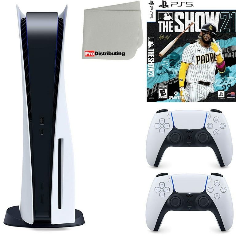 Sony Playstation 5 Disc Version (Sony PS5 Disc) with White Extra  Controller, MLB The Show 21 and Microfiber Cleaning Cloth Bundle
