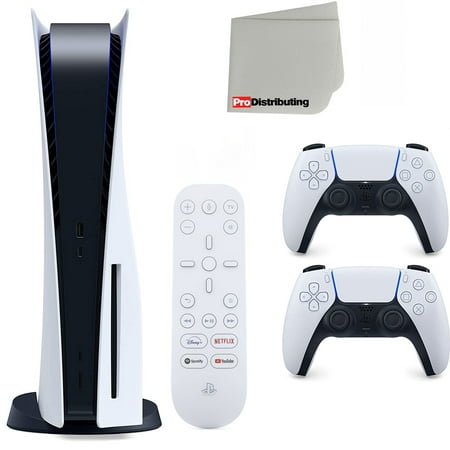 Sony Playstation 5 Disc Version (Sony PS5 Disc) with White Extra Controller, Media Remote, Accessory Starter Kit and Microfiber Cleaning Cloth Bundle