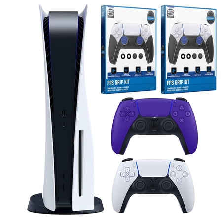 Sony Playstation 5 Disc with Extra Controller and Dual FPS Grip Kit Bundle - Galactic Purple
