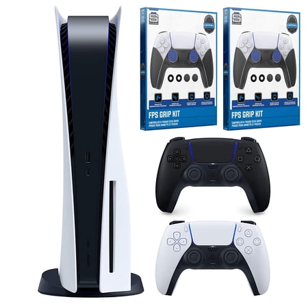 Sony Playstation 5 Disc with Extra Controller and Dual FPS Grip Kit Bundle - Midnight Black