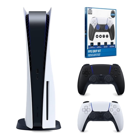 Sony Playstation 5 Disc with Extra Controller and FPS Grip Kit Bundle - Midnight Black