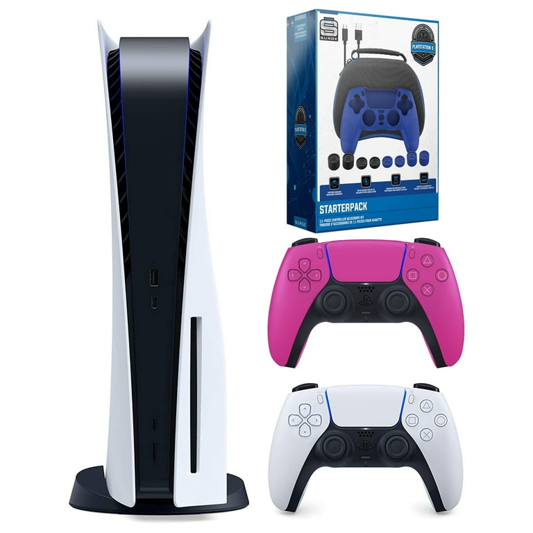 Sony Playstation 5 Disc with Extra Controller and Gamer Starter Pack Bundle Nova Pink