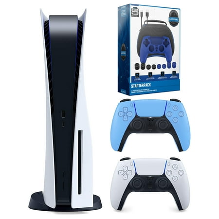 Sony Playstation 5 Disc with Extra Controller and Gamer Starter Pack Bundle - Starlight Blue