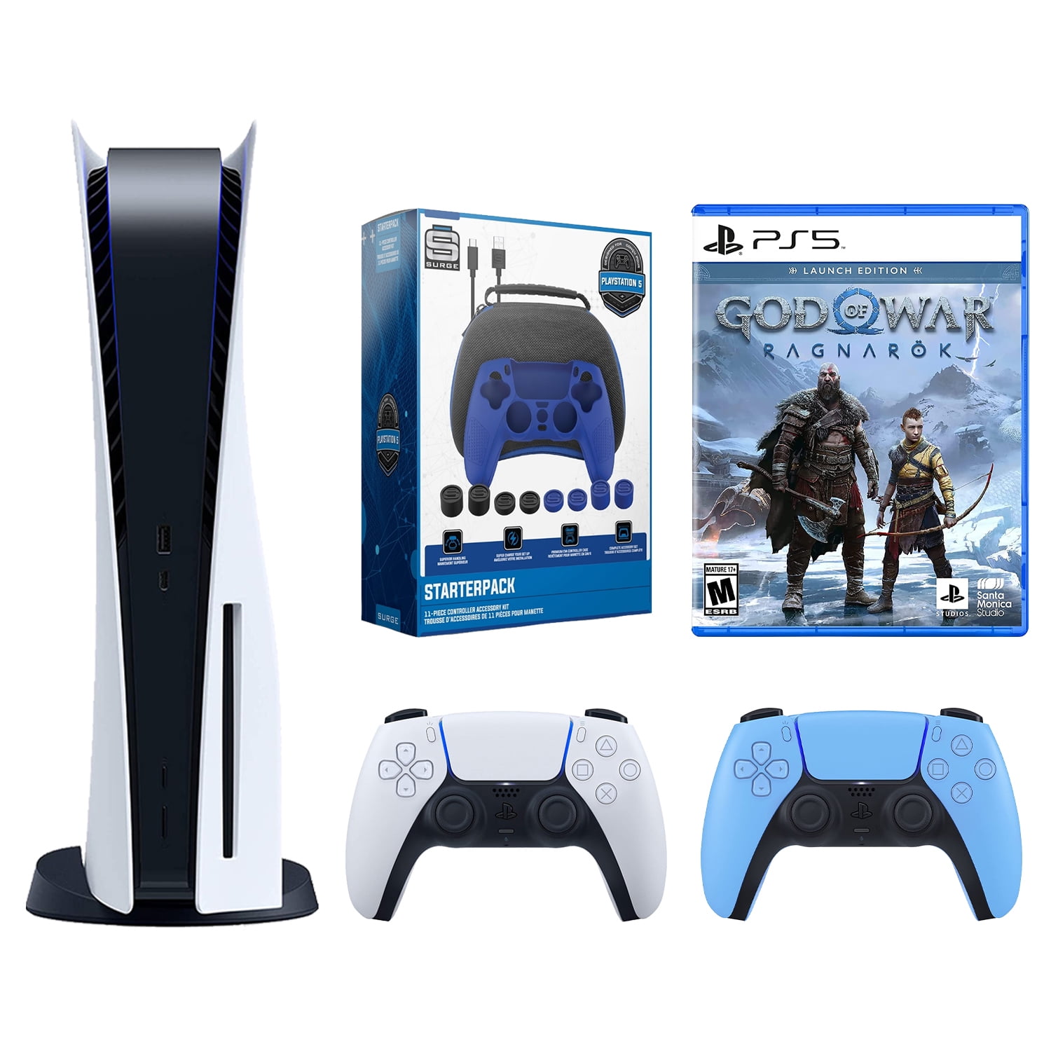 PlayStation VR2 and PlayStation_PS5 Video Game Console (Digital Version)  God of War Ragnark Bundlewith Extra White Dualsense Controller 