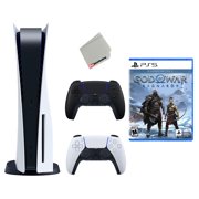 Sony Playstation 5 Disc with God of War Ragnarök Launch Edition, Extra Controller and Microfiber Cloth Bundle - Midnight Black