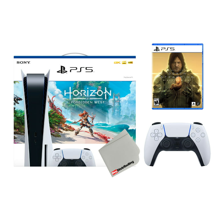 Sony Playstation 5 Disc Version (Sony PS5 Disc) with White Extra  Controller, Media Remote, Death Stranding Director's Cut, Accessory Starter  Kit and Microfiber Cleaning Cloth Bundle 