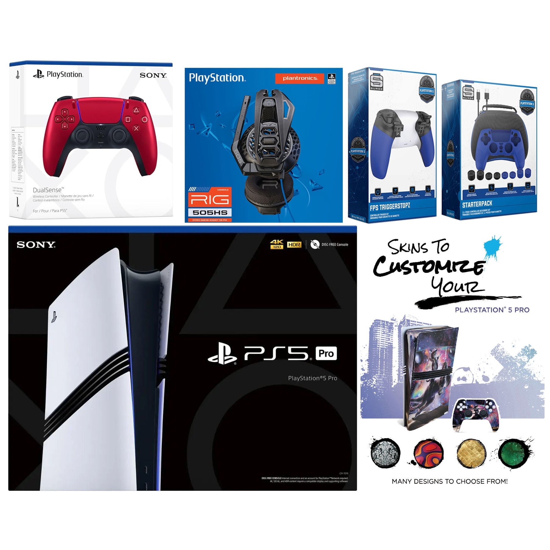 Sony Playstation 5 Pro Bundle with Extra Volcanic Red Controller ...