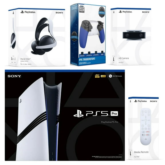 Sony Playstation 5 Pro with Pulse Elite Headset, PS5 Camera, Media Remote, and Trigger Kit
