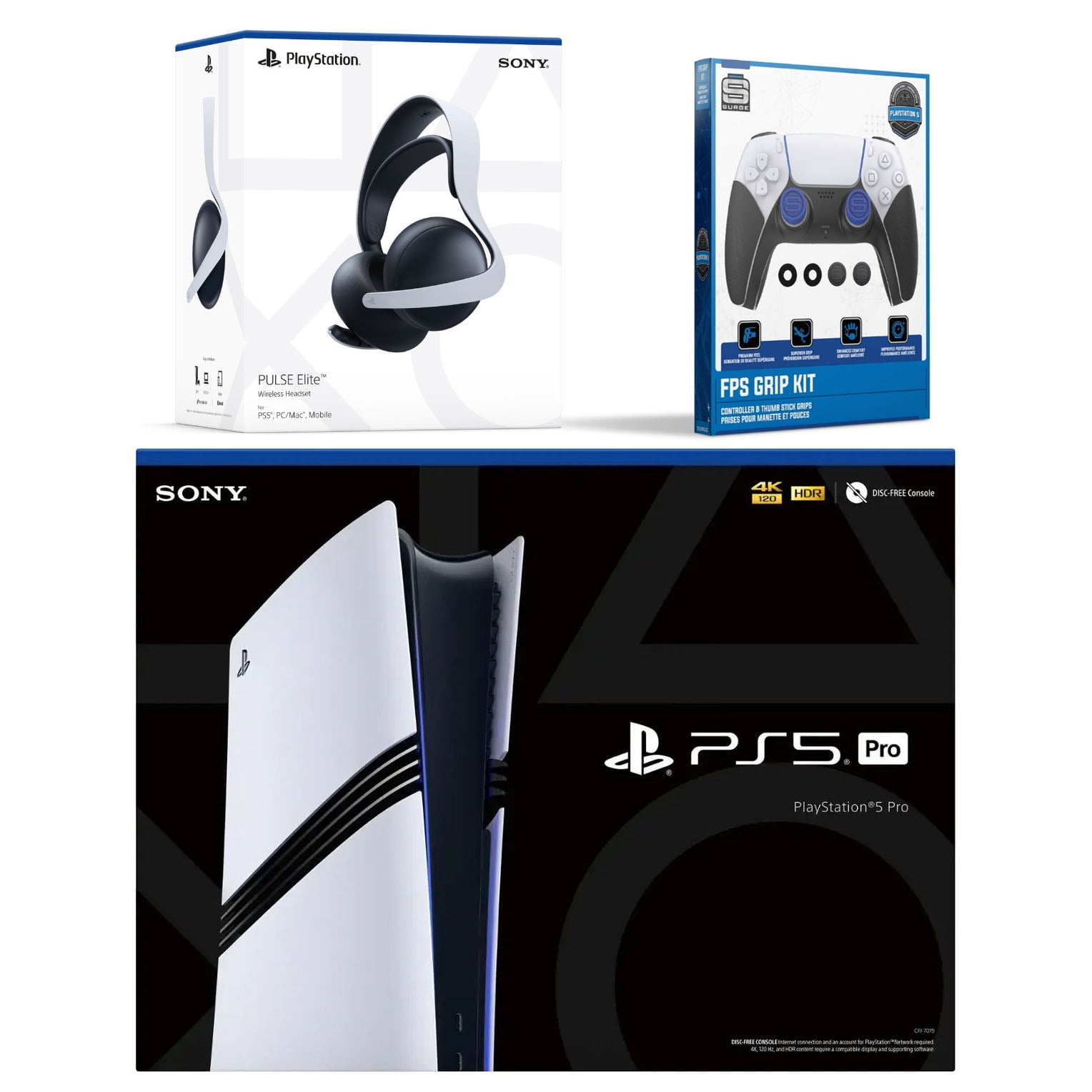 Sony Playstation 5 Pro with Pulse Elite Headset and Surge FPS Grip Kit ...