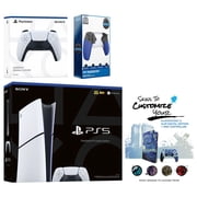Sony Playstation 5 Slim Digital with Extra White Controller, Trigger Stop Kit and MightySkins Decal Voucher Plus
