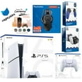 thumbnail image 1 of Sony Playstation 5 Slim Disc Bundle with Extra Chroma Pearl Controller, Plantronics Headset, Trigger Stop Kit, Dual Charge Dock and MightySkins Decal Voucher, 1 of 4