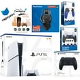 thumbnail image 1 of Sony Playstation 5 Slim Disc Bundle with Extra Midnight Black Controller, Plantronics Headset, Trigger Stop Kit, FPS Grip Kit and MightySkins Decal Voucher, 1 of 4