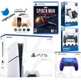 thumbnail image 1 of Sony Playstation 5 Slim Disc Bundle with Spider-Man: Miles Morales, Extra Chroma Indigo Controller, FPS Grip Kit, Dual Charge Dock and MightySkins Decal Voucher, 1 of 4