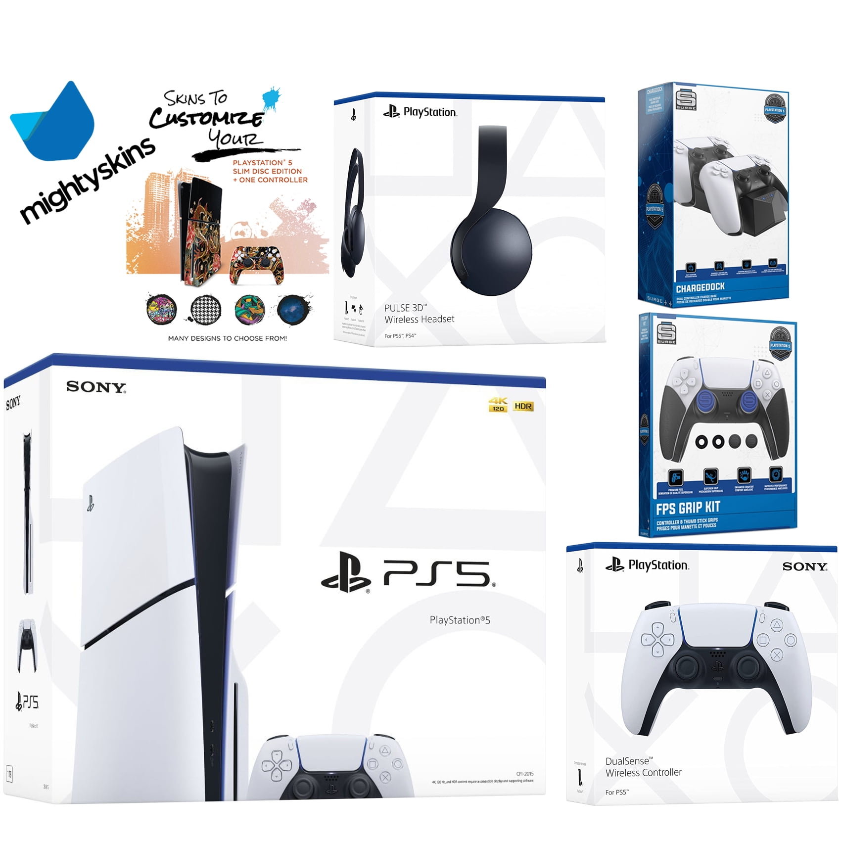 PS5 Slim Bundle: Disc Console, Pulse Headset, Extra