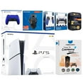 thumbnail image 1 of Sony Playstation 5 Slim Disc with Extra Cobalt Blue Controller, Plantronics Headset, Trigger Stop Kit, FPS Grip Kit and MightySkins Decal Voucher + 2 Year CPS Extended Warranty, 1 of 4