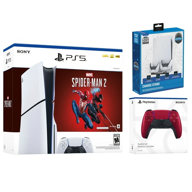 Sony Playstation 5 Slim 1TB Bundle with Spider-Man 2, Extra Volcanic ...