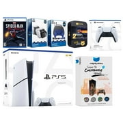 Sony Playstation 5 Slim Disc with Spider-Man: Miles Morales, Extra White Controller, Gamer Kit, Charge Dock and MightySkins Decal Voucher + 2 Year CPS Extended Warranty