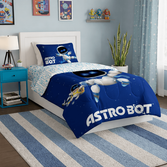 Sony Playstation Astro Bot Cosmic Clash Reversible Twin Bed in a Bag Set 64 x 86 Inches