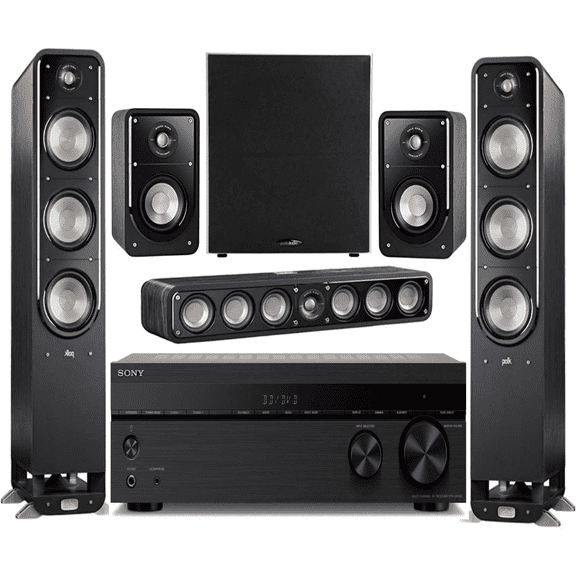 Sony Polk 5.2 Home Theater Systems, Black, 57.3 lbs