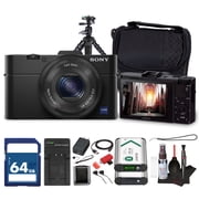 Sony RX100 II Digital Camera | Compact Premium Camera Bundle with 1 Sensor & Wi-Fi DSC-RX100M2/B + 64GB Card + Camera Bag + Battery Charger + NP-BX1 Replacement + Flexible Tripod + More 15 Items