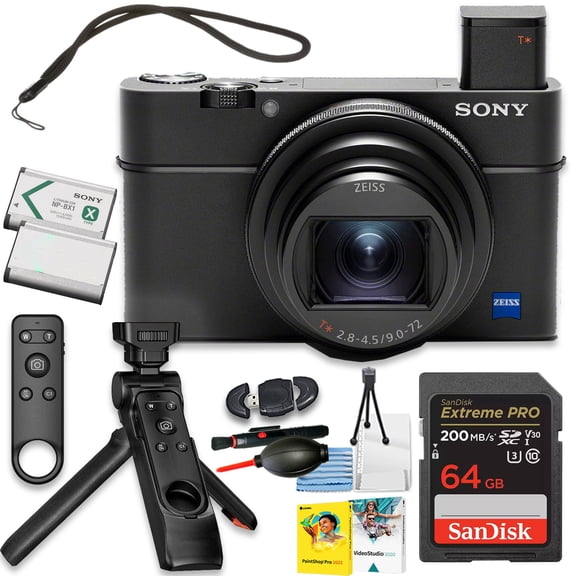 Sony RX100 VII 20.1 Megapixel Compact Camera + 64GB Extreme Memory Card + Spare High Capacity Battery + More (International Model)