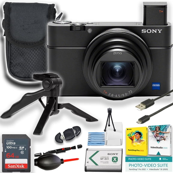 Sony RX100 VII 20.1 Megapixel Compact Camera + 64GB Ultra Memory Card + Camera Case + More (International Model)